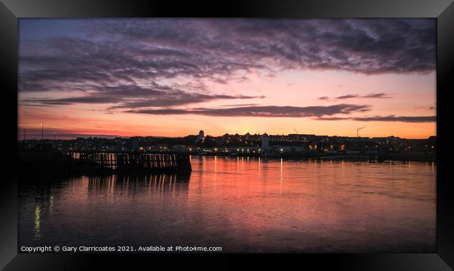 Sunset at Shields Framed Print by Gary Clarricoates