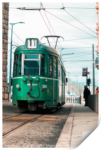 Swiss tram in Belgrade Serbia Print by Mihajlo Madzarevic