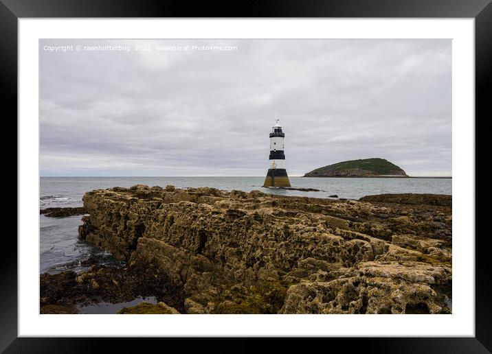 Trwyn du lighthouse and Puffin Island Framed Mounted Print by rawshutterbug 