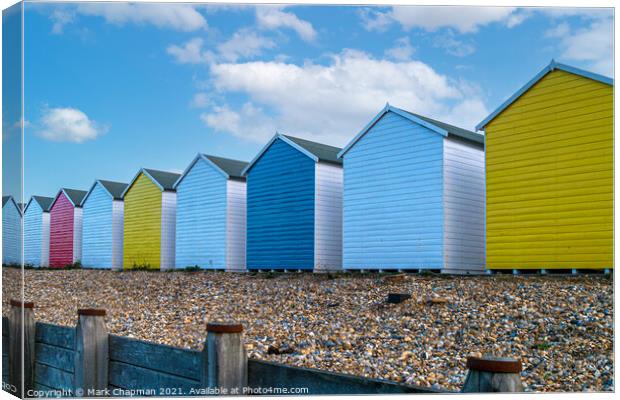 Colourful painted beach huts, Eastbourne  Canvas Print by Photimageon UK