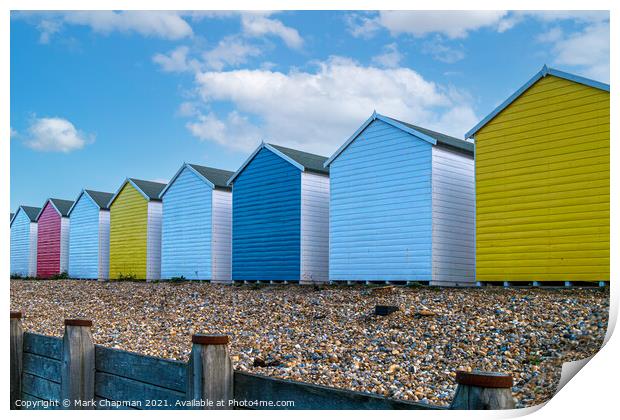 Colourful painted beach huts, Eastbourne  Print by Photimageon UK