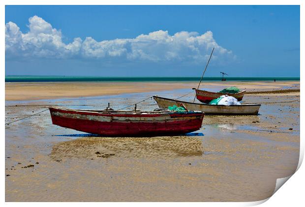 Boats on a Beach Waiting for the Tide Print by Jeremy Hayden