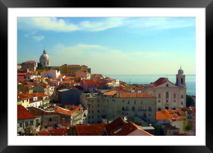 Alfama roofs. Lisbon cityscape Framed Mounted Print by Paulina Sator