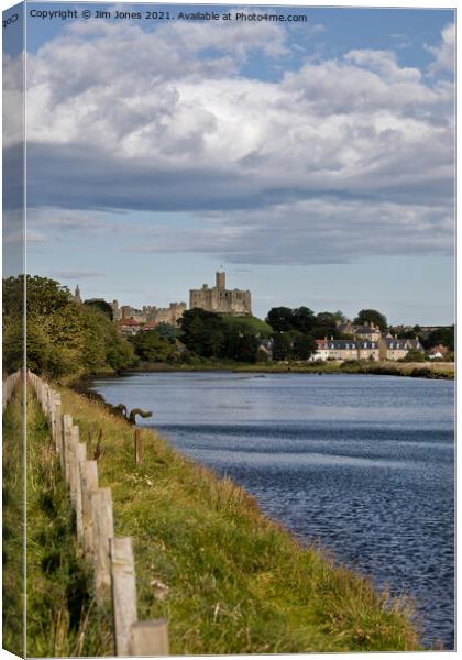 Warkworth Castle and River Coquet Canvas Print by Jim Jones