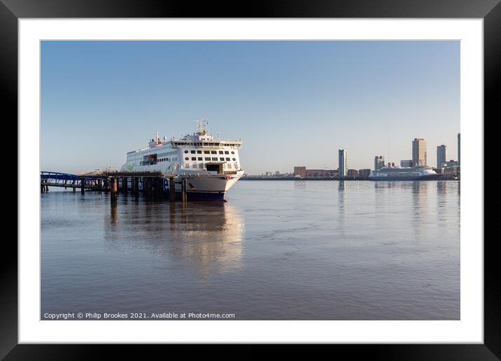 Ferry on the Mersey Framed Mounted Print by Philip Brookes