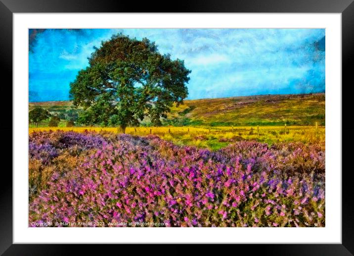 Painterly Moorland Heather Landscape Art Framed Mounted Print by Martyn Arnold