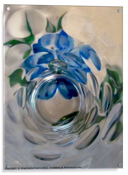 Abstract Blue Rose Acrylic by Stephanie Moore