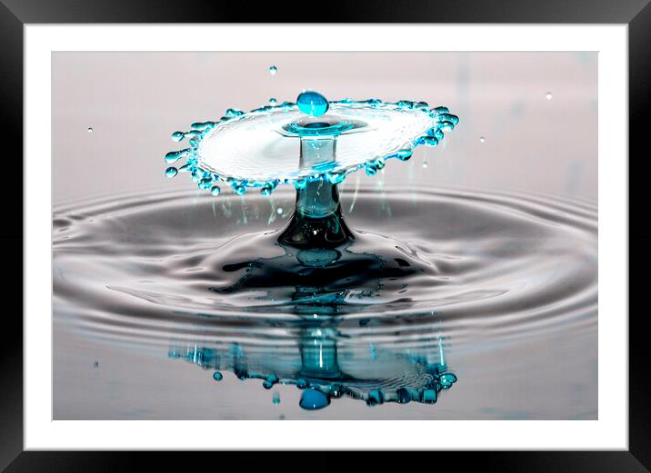 Water Drop Collision and Reflection Framed Mounted Print by Antonio Ribeiro