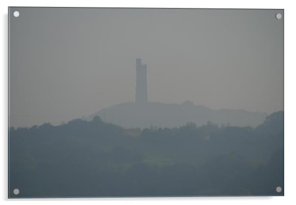 Misty morning castle tower  Acrylic by Roy Hinchliffe