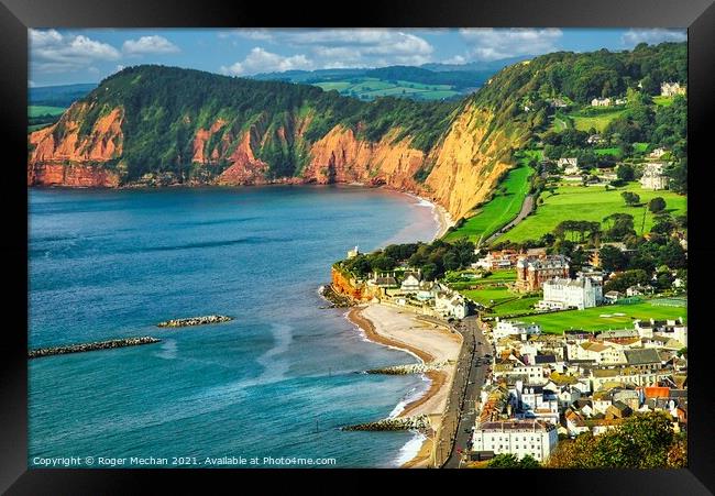 Red Earth Cliffs of Sidmouth Framed Print by Roger Mechan