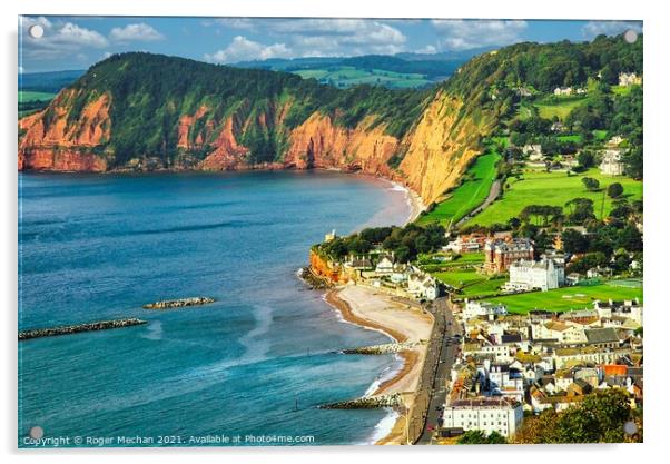 Red Earth Cliffs of Sidmouth Acrylic by Roger Mechan