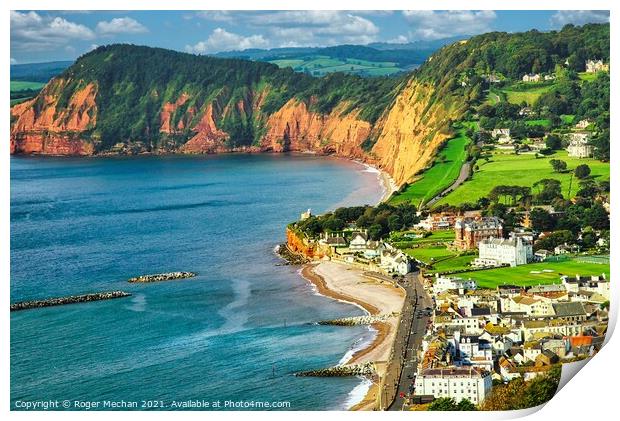 Red Earth Cliffs of Sidmouth Print by Roger Mechan