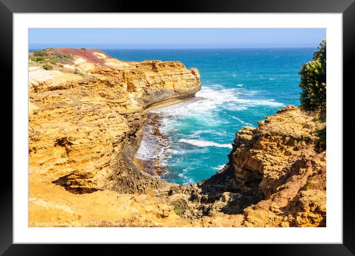At the Grotto - Port Campbell Framed Mounted Print by Laszlo Konya
