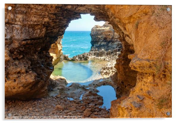 The Grotto - Port Campbell Acrylic by Laszlo Konya