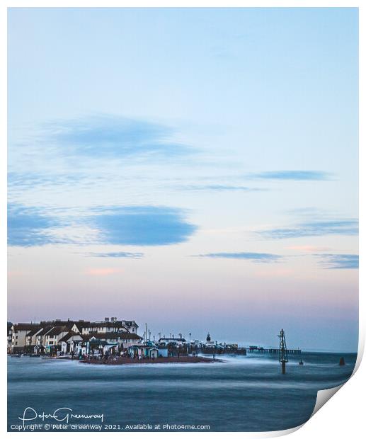 A View Across To Teignmouth Beach In Long Exposure Print by Peter Greenway