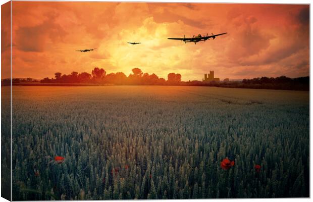 Lancasters over Lincoln Canvas Print by J Biggadike
