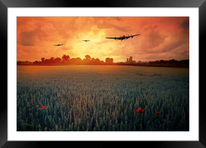 Lancasters over Lincoln Framed Mounted Print by J Biggadike
