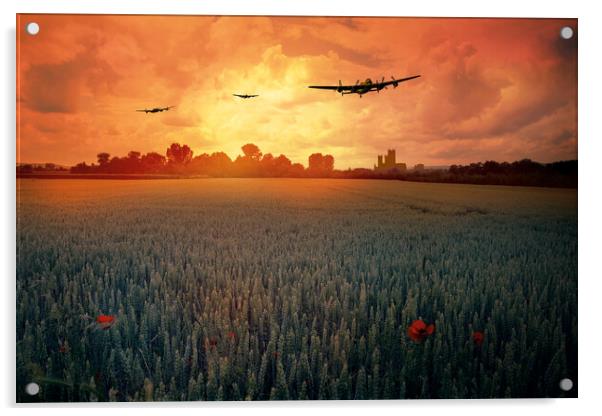 Lancasters over Lincoln Acrylic by J Biggadike