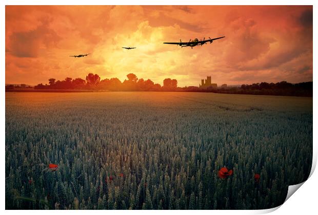 Lancasters over Lincoln Print by J Biggadike
