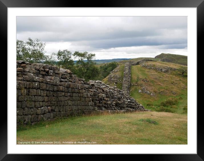 A section of Hadrian's Wall, Northumberland Framed Mounted Print by Sam Robinson