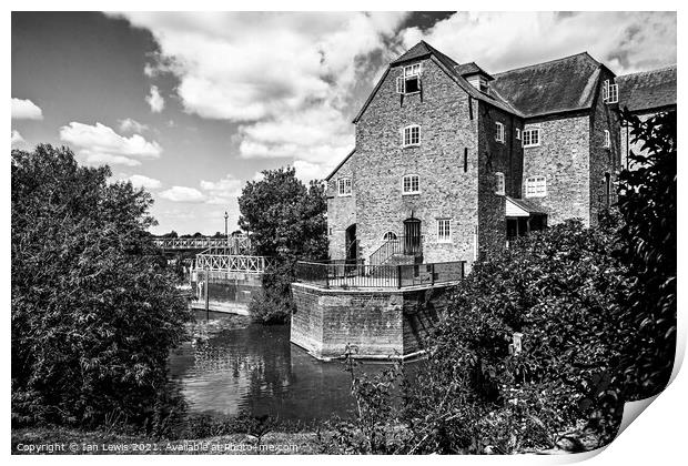 The Abbey Mill Tewkesbury in Monochrome Print by Ian Lewis