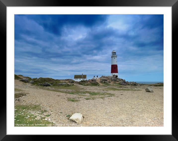 Portland Bill Lighthouse Framed Mounted Print by Les Schofield