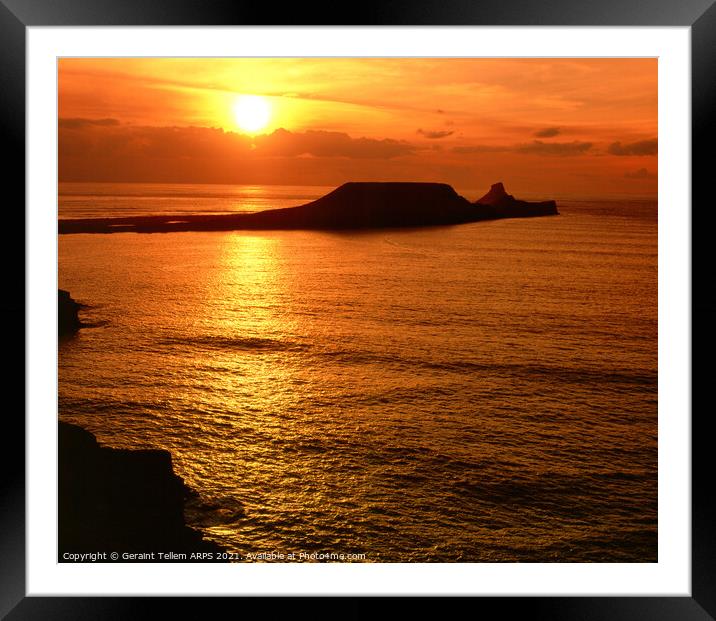 Worms Head, Rhossili, Gower, Wales, UK Framed Mounted Print by Geraint Tellem ARPS