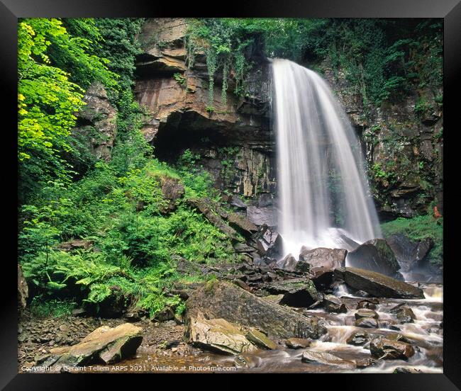 Melincourt waterfall, Neath Valley, Wales, UK Framed Print by Geraint Tellem ARPS