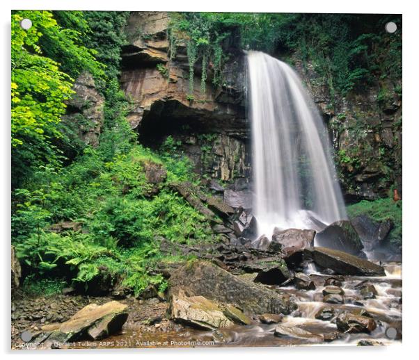 Melincourt waterfall, Neath Valley, Wales, UK Acrylic by Geraint Tellem ARPS