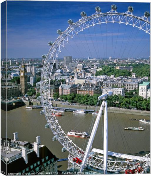London Eye, Big Ben, Thames, London, UK Canvas Print by Geraint Tellem ARPS