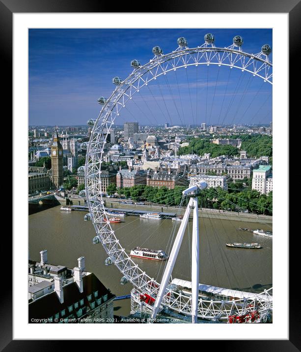 London Eye, Big Ben, Thames, London, UK Framed Mounted Print by Geraint Tellem ARPS