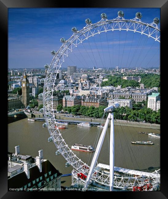 London Eye, Big Ben, Thames, London, UK Framed Print by Geraint Tellem ARPS