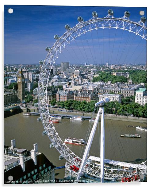 London Eye, Big Ben, Thames, London, UK Acrylic by Geraint Tellem ARPS