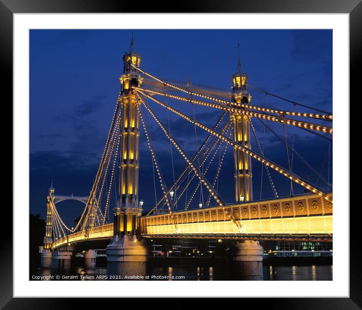 Albert Bridge at twilight, London, England, UK Framed Mounted Print by Geraint Tellem ARPS