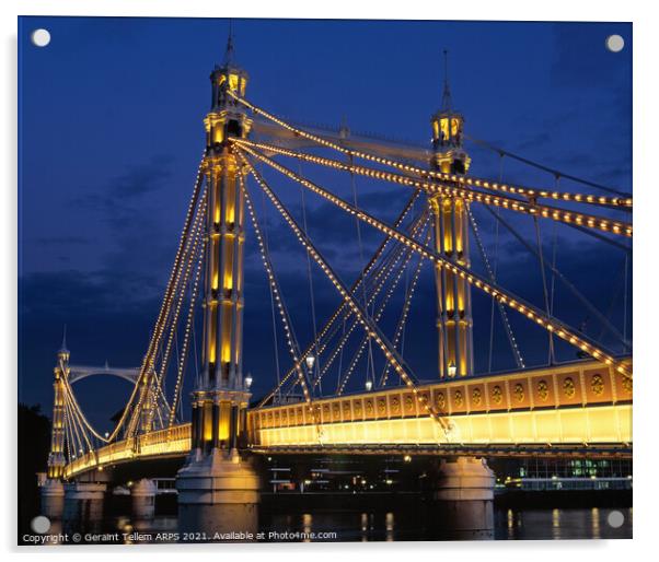 Albert Bridge at twilight, London, England, UK Acrylic by Geraint Tellem ARPS
