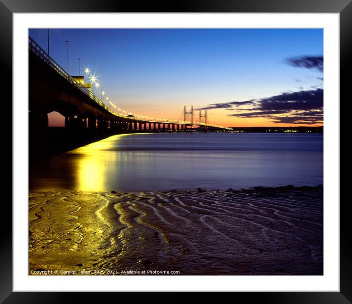 Prince of Wales Bridge, Severn estuary, UK Framed Mounted Print by Geraint Tellem ARPS