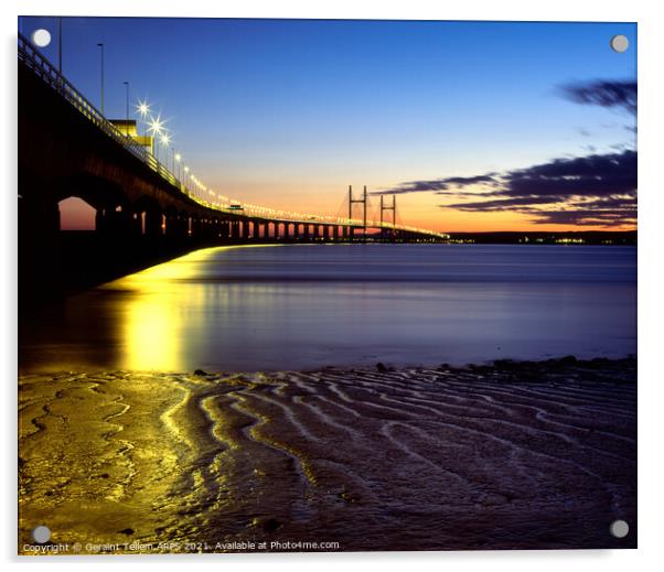 Prince of Wales Bridge, Severn estuary, UK Acrylic by Geraint Tellem ARPS