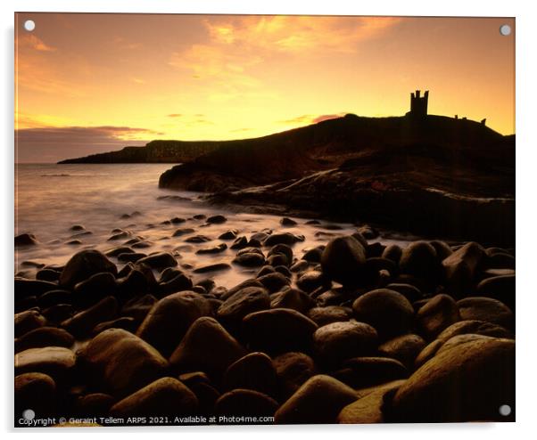 Dunstanburgh Castle at sunrise, Northumberland, England, UK Acrylic by Geraint Tellem ARPS