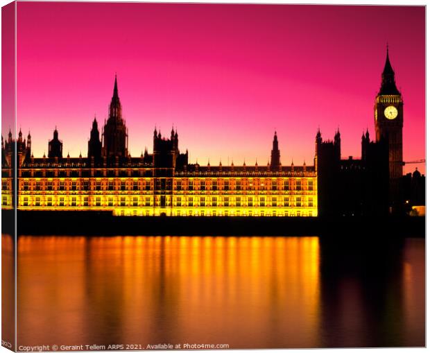 Houses of Parliament at twilight, London, UK Canvas Print by Geraint Tellem ARPS