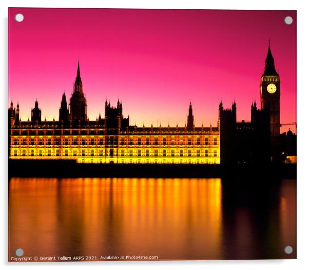 Houses of Parliament at twilight, London, UK Acrylic by Geraint Tellem ARPS
