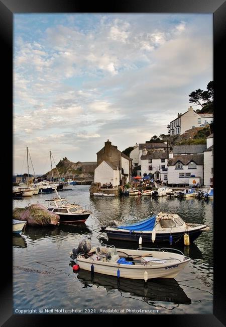 Looking Across To The Blue Peter, Polperro. Framed Print by Neil Mottershead