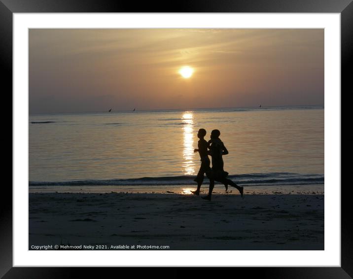 Jogging at dawn Framed Mounted Print by Mehmood Neky