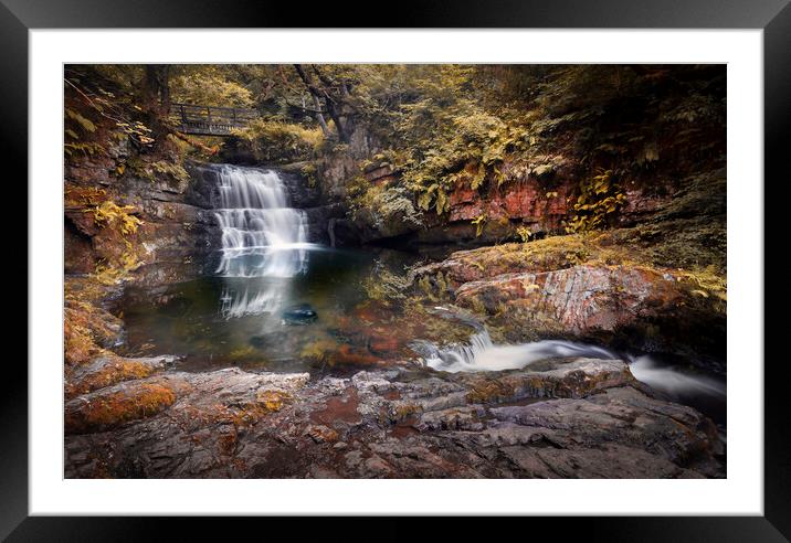 Autumn at the Sychryd Cascades Framed Mounted Print by Leighton Collins