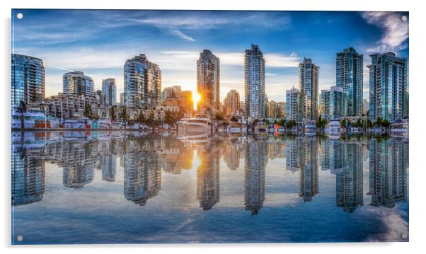 Vancouver skyline sunset  Acrylic by Leighton Collins