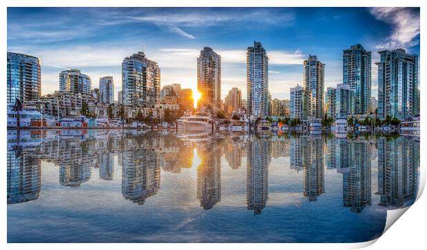 Vancouver skyline sunset  Print by Leighton Collins