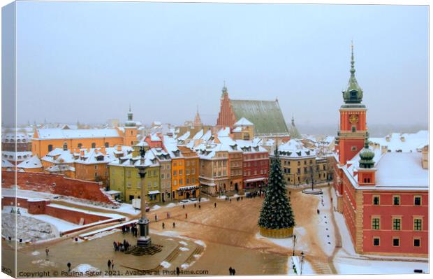 Winter at Castle Square in Warsaw. Poland Canvas Print by Paulina Sator