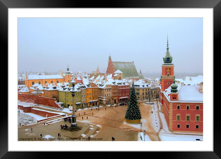 Winter at Castle Square in Warsaw. Poland Framed Mounted Print by Paulina Sator