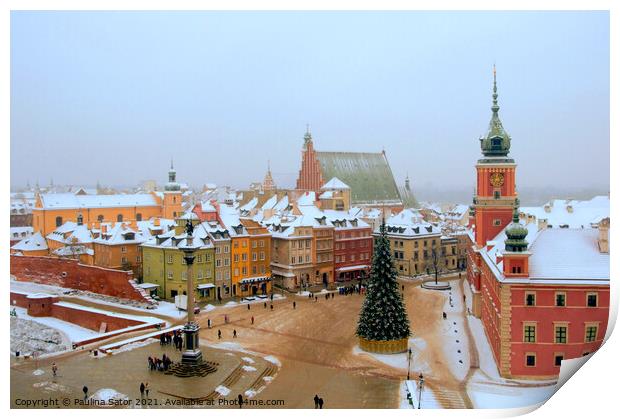 Winter at Castle Square in Warsaw. Poland Print by Paulina Sator