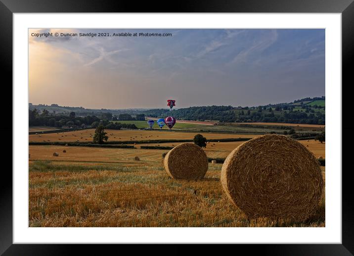 Maize Field hot air balloon launch near Bath Framed Mounted Print by Duncan Savidge