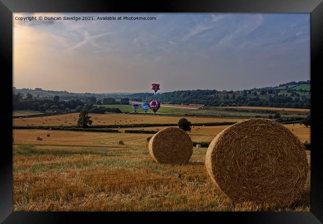 Maize Field hot air balloon launch near Bath Framed Print by Duncan Savidge